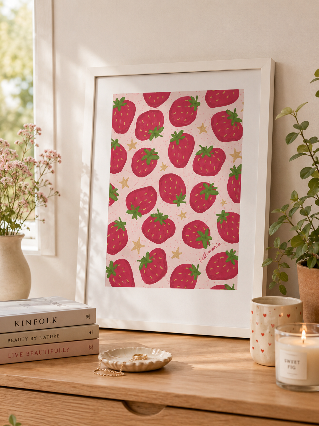 Art Poster - Strawberries (Framed)